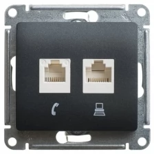 Розетка компьютерная двойная RJ45+RJ45 SE Glossa Антрацит